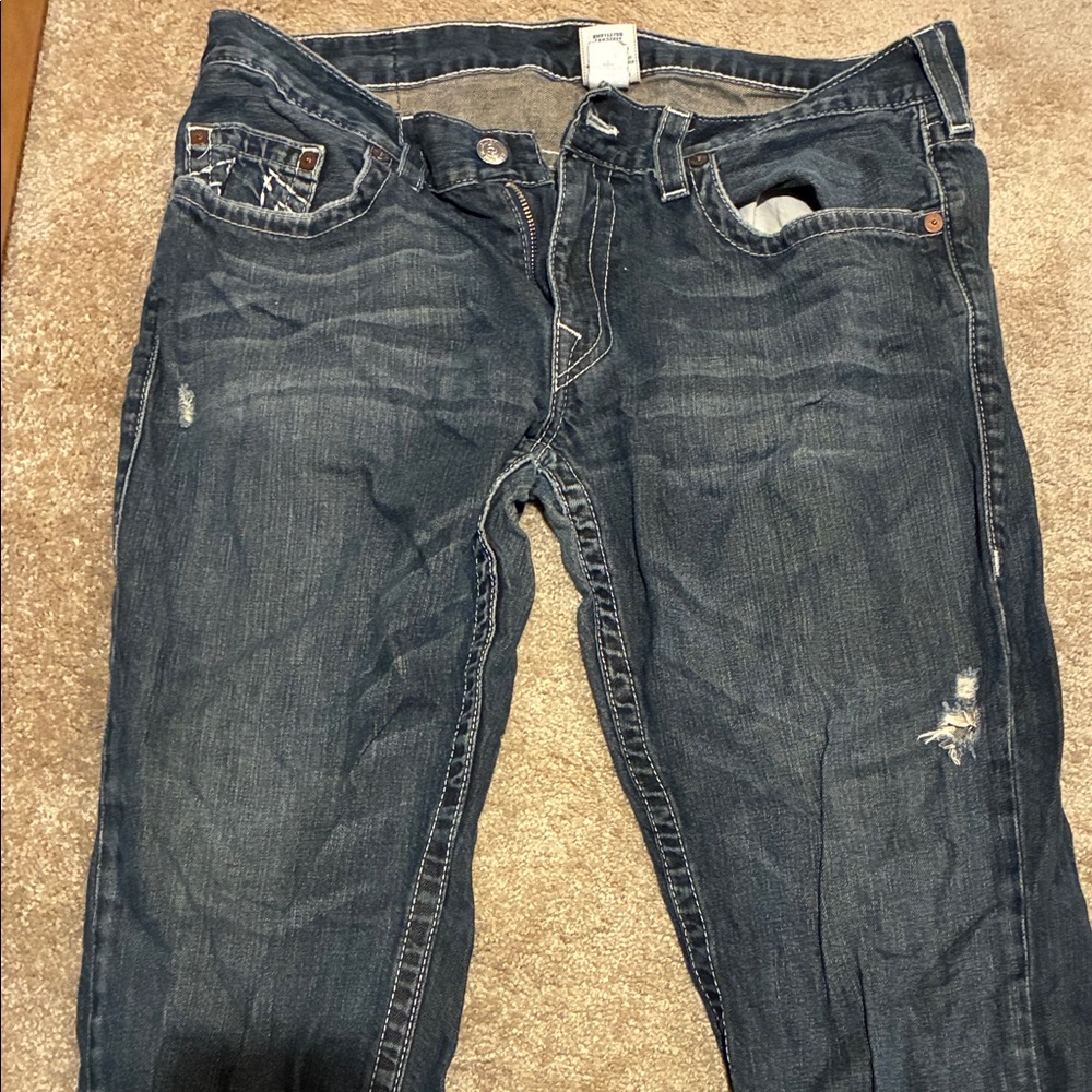 True Religion Men’s Dark Blue Slim Straight Jeans